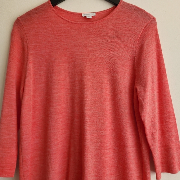 J Jill Women's Tunic Top 100% Merino Wool Size M Orange 3/4 Sleeves - Picture 3 of 14